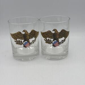 Set of 2 Americana 1776 2026 Eagle Flag Shield 250 Years Old Fashioned Glasses